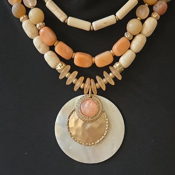 Chico's Multi-Layered Necklace with Shell Pendant - Picture 3 of 8